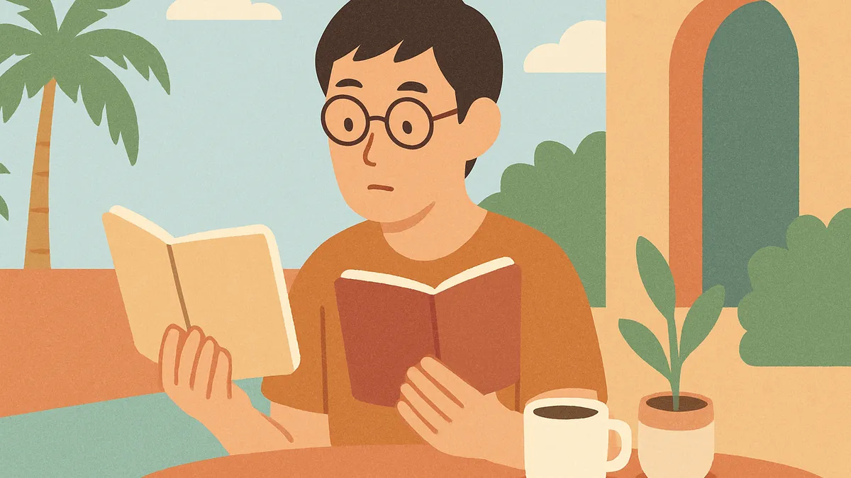 二つの異なる働き方を考えながらノートを見比べる人の様子