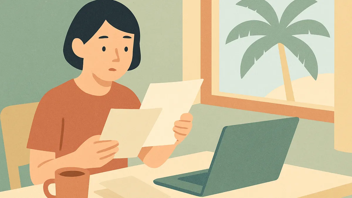 保険の書類を見比べながら検討している人の様子